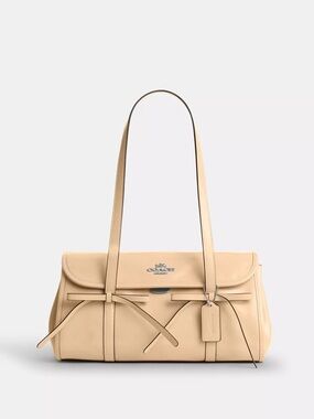 NWT Coach Bridget Flap Shoulder Bag With Bows Leather Light Sand CDY94 RARE